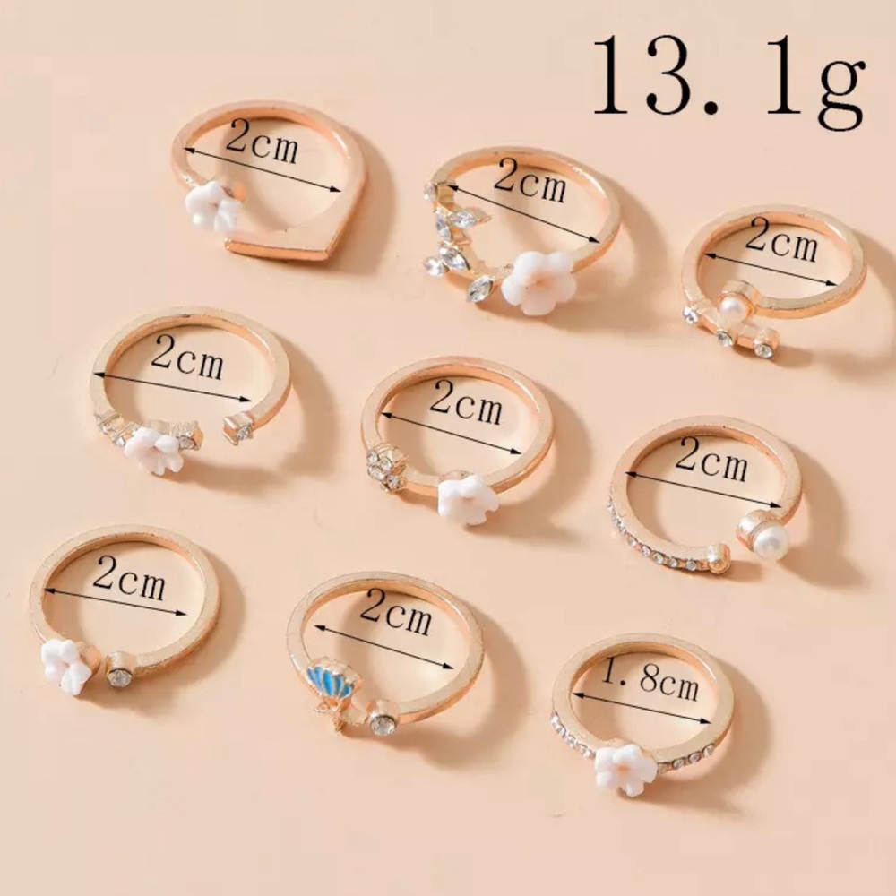 Floral Rhinestone Ring Set - Picture 3 of 3